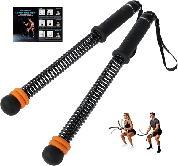 2 PCS Weighted Cordless Battle Ropes - Adjustable Resistance and Portable Ropeless Battle Ropes with Non Slip Handle - Low-Noise Exercise Rope for Instant Effective Workouts Anytim