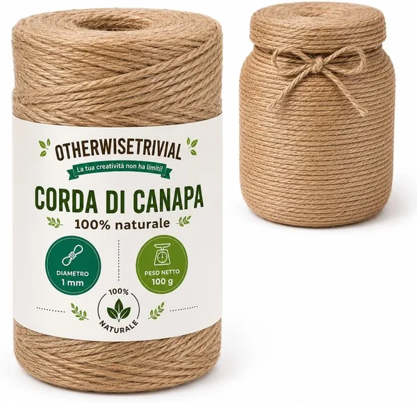 100% Hemp Twine 1mm Hemp Rope 100g String for Jar Decorations, Baskets, Macram s and Gift Boxes