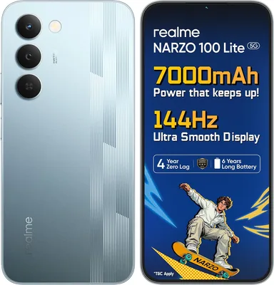 रियलमी नार्जो 100 लाइट 5G (फ्रॉस्ट सिल्वर, 4GB+128GB) | 7000mAh टाइटन बैटरी | 144Hz अत्यंत चिकना डिस्प्ले | 41% ऑफ