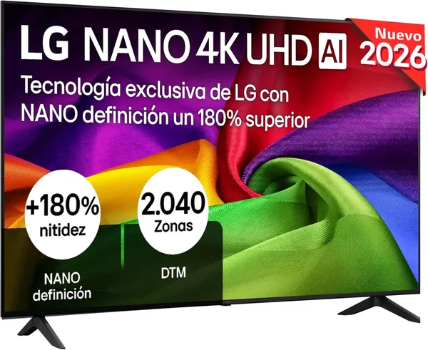 LG 50NU800B6LC - TV de 50" Nano 4K UHD AI, Smart TV, WebOS 25 (actualizable), Procesador Alpha 7 Gen9 AI, 144Hz, HDR10 y Dolby D