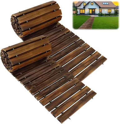 2 Pack Roll Out Wooden Garden Path 8FT Non-Slip Pathway - Best Deal