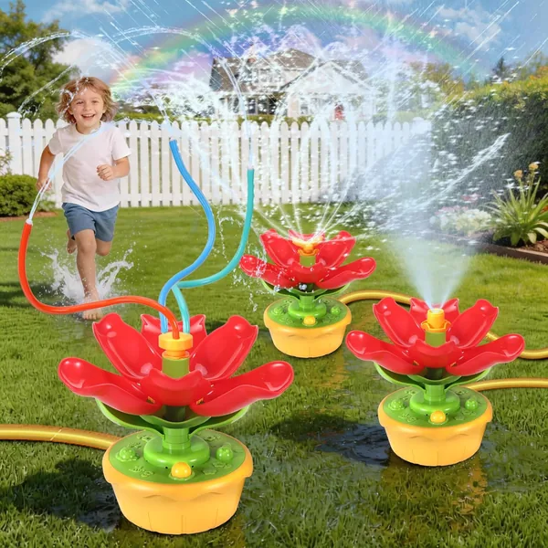 Kssvzz Wasser spritzer für Kinder, Outdoor Sommer Wasser Spielzeug mit Wackelrohren, 3 Sprühmuster, Lustiger Rasensprinkler für Garten
