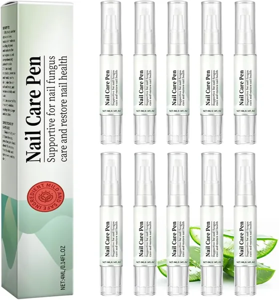 10 stk. Nagelpil, Nagelvärvarspen med Tea Tree Oil och Aloe Vera, Portable för Hände och Fötter