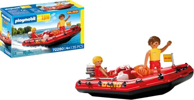 PLAYMOBIL Lifeboat with Outboard, Inflatable Boat for Kids