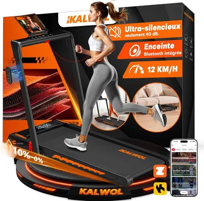 Treadmill 6 en 1 Plieant avec Haut-parleur Bluetooth - Inclinaison 10%, Moteur Silencieux 3.0 HP, 12 km/h, 12 Programmes, APP & Rétroaction