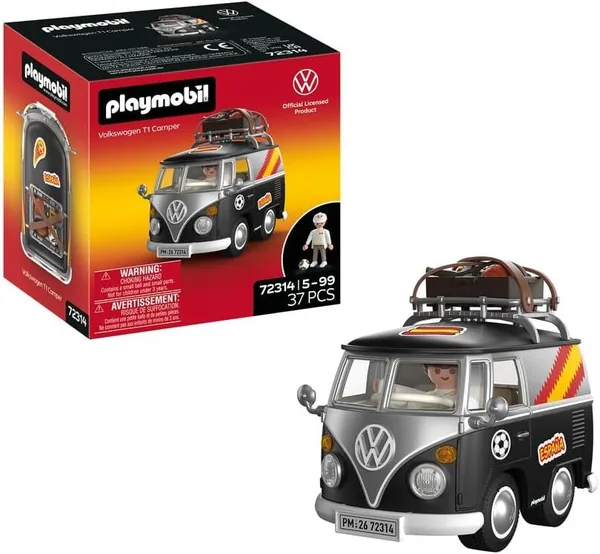 PLAYMOBIL Volkswagen T1 Camper ESP Edition Ic nico Retro Camper con Equipamiento Deportivo, portaequipajes de Techo y Hoja de Pegatinas para ni os a Partir de 4