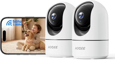 AOQEE 2K Indoor Überwachungskamera - 2,4 & 5 GHz Baby-Monitor mit Kameraüberwachung im Innenbereich WiFi, Hundekamera/Tierkamera (20% Rabatt)