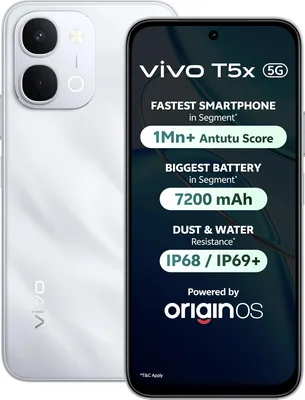 विवो T5X 5G (स्टार सिल्वर, 8GB रैम, 128GB स्टोरेज) | 7200mAh बैटरी | 50MP डुअल कैमरा | 32MP सेल्फी कैमरा | 6.76 इंच FHD+ 120Hz