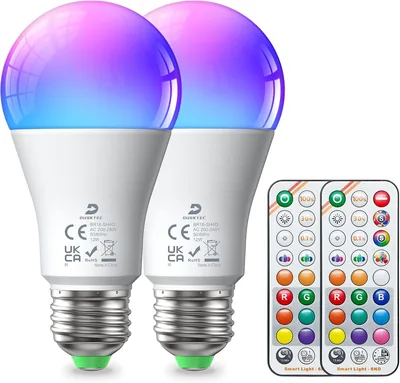 DUSKTEC E27 LED Bulbs 1300LM Dimmable avec Télécommande, 12W (Éq. 100W) Ampoule E27 A60, Blanc Chaud et Froid, Dimmable