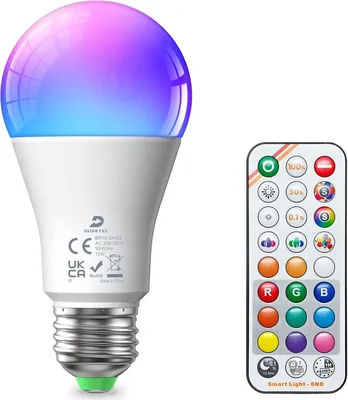 DUSKTEC 12W (Éq. 100W) Ampoule LED RGBW E27 avec Télécommande 1300 Lumens Blanc Chaud et Froid Dimmable Mémoire - Meilleures Affaires