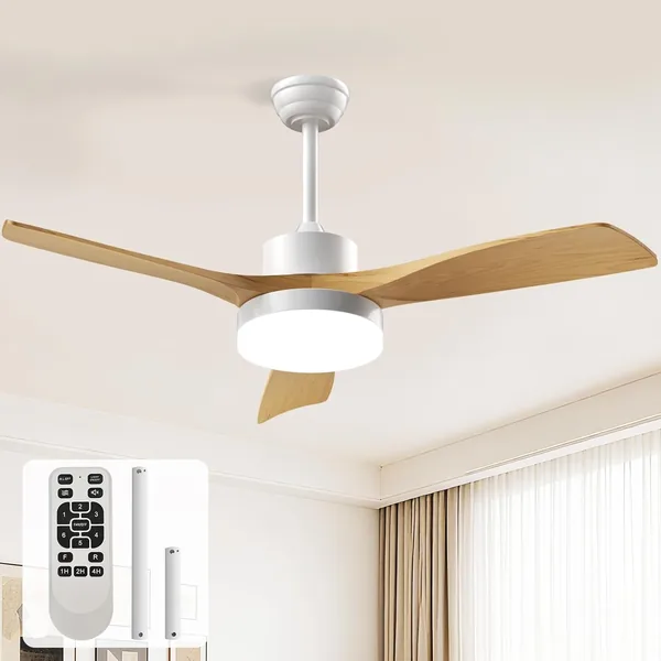 EppieBasic Ventilateur de Plafond avec Lumière pour Chambre à Coucher: Ventilateur LED 132 cm 3000LM - Moteur DC Silencieux avec Télécommande - 6 Vitesses, 3 B