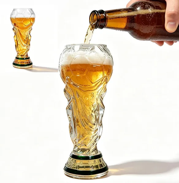 MeYuxg 480ml Fotbollskappe Beer Mug, Fotbollsmotiv, Olich Glass för Bier och Cocktails
