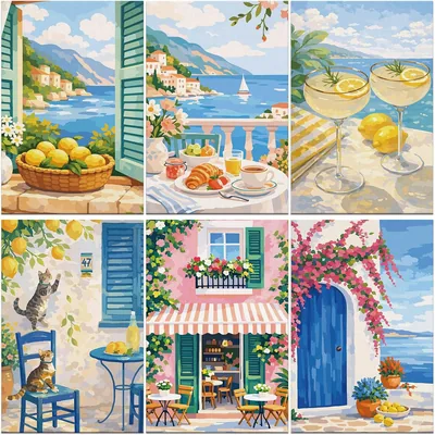 Kaieteur 6-delar Set På Numera Att Mala, DIY Acrylverf på Canvas, 20x30 cm, för Barn och Vuxna från 8 År - Best Deal