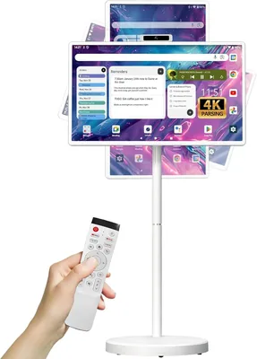 32-Inch Smart TV Portable Monitor, 1080P Touch Screen, Rolling Stand, 8G RAM+128G Storage