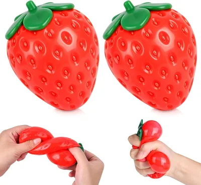 Dandin 2PC Giant Strawberry Squishy Jumbo Stress Ball Best Deal