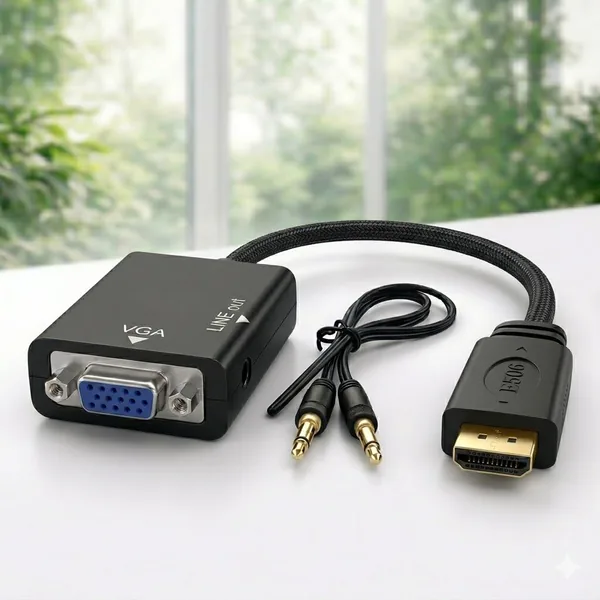 Adaptor HDMI para VGA com audio P2 1080p - Conversor para PC, Notebook, Xbox, PS4, Monitor e Projetor Premium