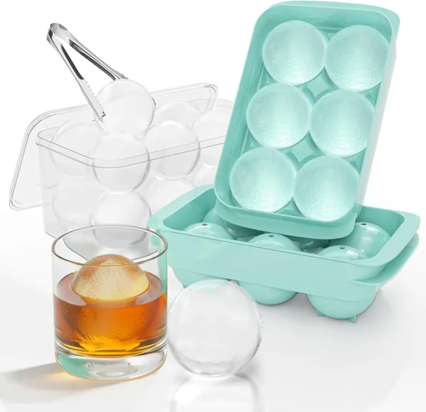 Large Ice Cube Tray for Freezer - 2 Pack Stackable Round Ice Cube Molds Set