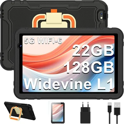 Tablette pour enfants 10 pouces Android, 22GO + 128GO (TF 1TO), WiFi 6, 8000 mAh, Widevine L1, GPS, Face ID, Octa-Core, Contrôle parental