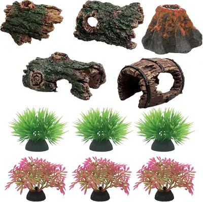 Zhixan 11-Piece Aquarium Decoration Caves, Natural Resin Catfish Hideout