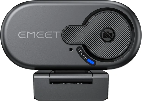 eMeet Webcam 1080P, Cámara HD con Micrófono y Tapa de Privacidad, Ideal para Portátiles y Streaming