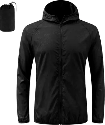 BSBUY Imperméable et Compacte Veste de Pluie, Protection Solaire, Veste Sport avec Fermeture Éclair et Poches, Vêtement Léger
