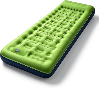 Mat de camping portable 12CM, gonflable, 1 personne, ultrallège avec pompe intégrée et oreiller - Imperméable