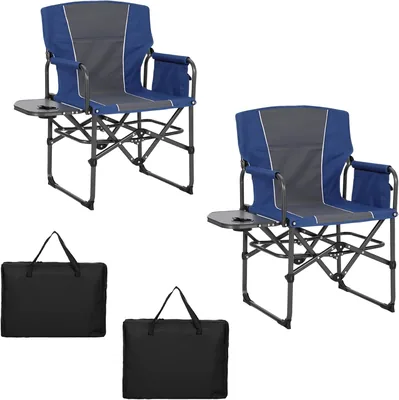 2 Pcs Oversized Folding Camping Chair with Table - Best Deal