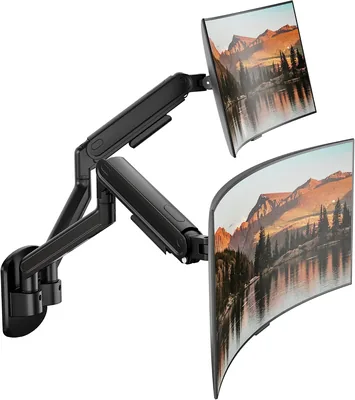 monTEK Dual Monitor Wall Mount, Spring Arm for 17-40" Screens