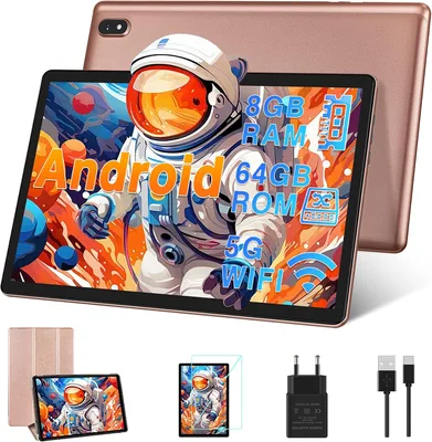 DMOAO 10 Pouces Tablette 4 Go RAM (Augmentable jusqu'à 8 Go) 64 Go ROM 1 To Extensible, Tablette Android avec WiFi 5G, Bluetooth 5.0, 8 Co
