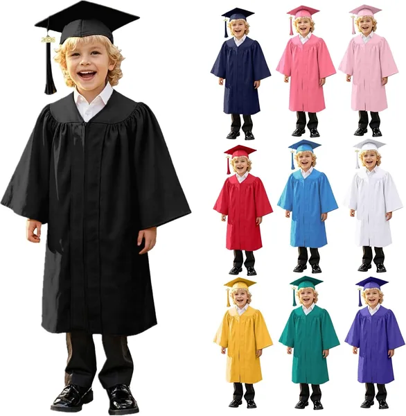 Kids Graduation Cap and Gown 2026 Kindergarten Set Homeschool Boys Girls Toddler Academic Bachelor Costume
