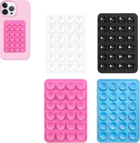 Support pour téléphone à aspiration en silicone 4 pièces (Rose Bleu) - Meilleur Prix