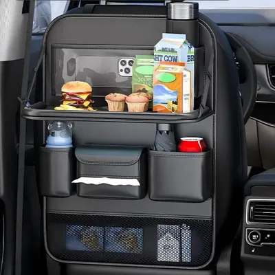 Organizador para el Asiento Trasero del Coche con Bandeja, Protector para el Asiento Trasero, Asiento Trasero Plegable de Cuero - Mejor Oferta