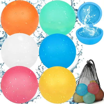 6 Piezas Balones de Agua Reutilizables, Balones de Agua Silicón con Relleno Rápido, Bolsa de Malla, Juego de Bombas de Agua, Adecuado para Niños