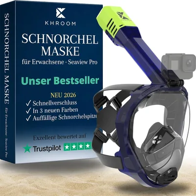 Khroom Schnorchelmaske Seaview Pro: Vollgesichtsmaske mit CO2-Sicherheit, 3x größerer Sichtbereich | Best Deal