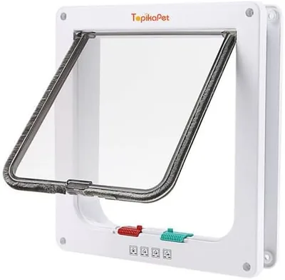 TopikaPet 4-Way Locking Cat Door - Weatherproof & Adjustable Flap