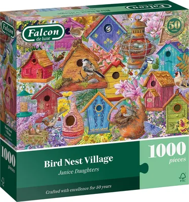 Falcon Bird Nest Village - 1000 Stück Puzzle mit Premium FSC-Zertifizierten Materialien - Spar 60%