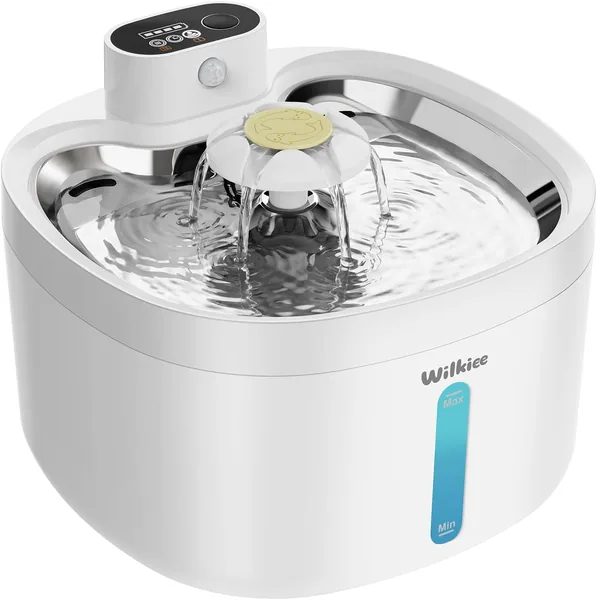 Fontaine à eau sans fil pour chat 2.8 L, capteur et mode minuteur, batterie 4000 mAh, ultra-silencieuse (<20DB) - Meilleure affaire
