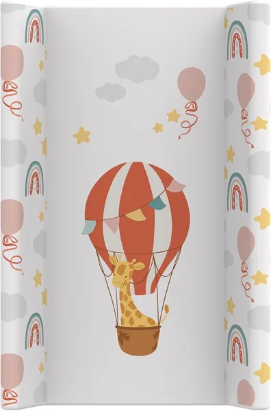 Kikido Cambiatoio 50 x 70 cm - Cuscino in PVC con Motivo Hot Air Balloon - Bordi Elevati - Universale, con Sistema di Sicurezza