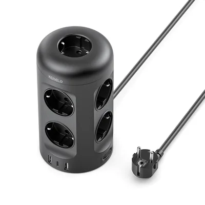 Tomada de corriente 12 en 1 con USB-C, 3680W/16A, protección contra sobretensión, 2M