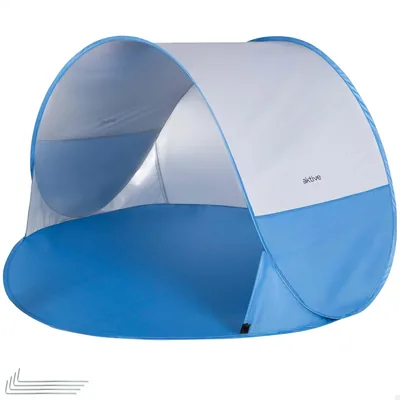 Parrilla Pop Up Playa AKTIVE, Azul, 148 x 148 x 90 cm, Recubrimiento Plateado, Protección UV50, Incluye 4 Pinzas, Poliéster, Resistente al Viento
