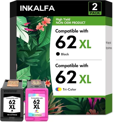 Cartouche 62 Noir et Couleur de Remplacement pour HP 62XL - Pack de 2