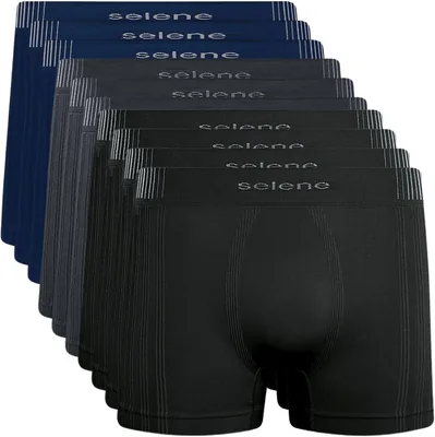 Kit 10 cuecas poliamida boxer Selene sem costura microfibra macia masculina adulto - Melhor Preço