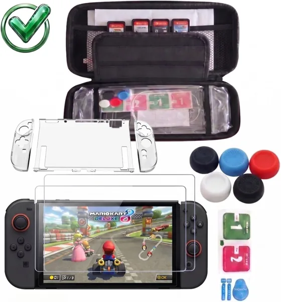 Case para Nintendo Switch 2 todos, Capa protetora com kit 2 Pel culas de Prote o Premium e Grips
