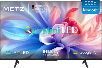 TV Metz Mini LED 60 Pouces 4K, QLED, Google TV avec Dimmings Locaux, Dolby Atmos et Vision, HDR10+, Bluetooth - Meilleures Offres