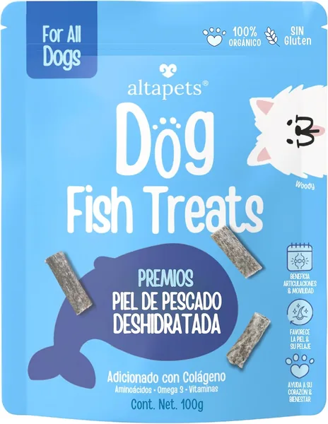 Altapets Premium Fish Skin Rolls Dog Treats - Movilidad Piel & Pelaje - Premios para Perro Cachorro, Adulto y Senior