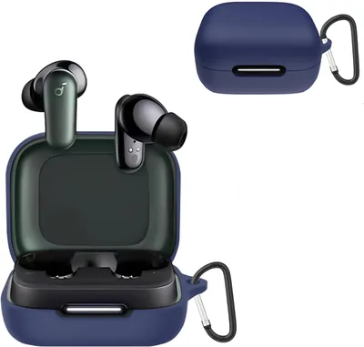 حالة سيليكون ناعمة متوافقة مع Anker Soundcore R50i NC و P30i، غطاء وقائي ضد الصدمات مع مشبك (أزرق)