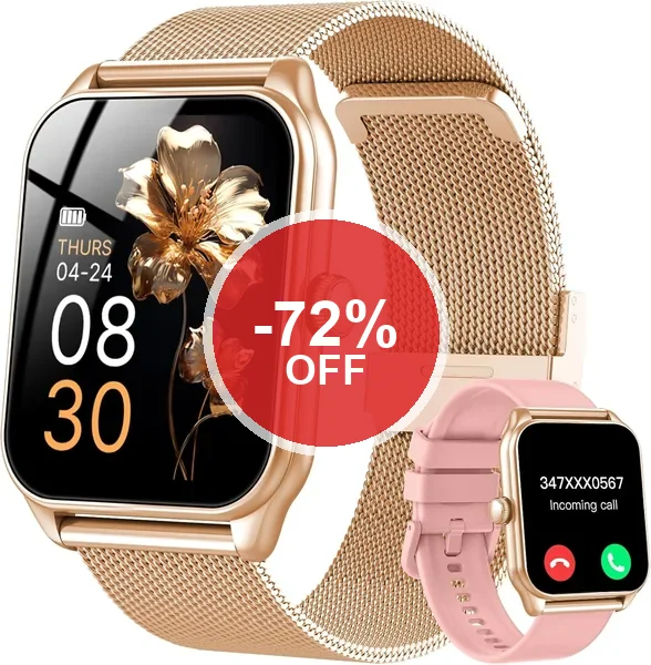 Taopodo Montre Connectée Femme 1.91" HD Smartwatch Bluetooth 5.4, 120+ Sports, 200+ Cadres - 72% de Réduction