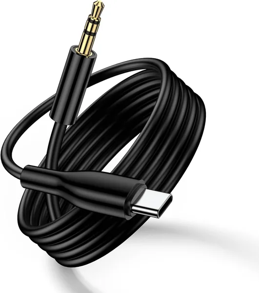 كبل USB C للصوت، ماسح، مساعدة stereos car audio adapter 3.5mm AUX واذياع، 1 متر , أسود 