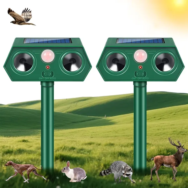 Ultrasonico Solare Alimentato Animale Deterrente, Impermeabile,Deterrente per uccelli,Dissuasori per Piccioni,Efficace Contro Gatti, Cani, Uccelli