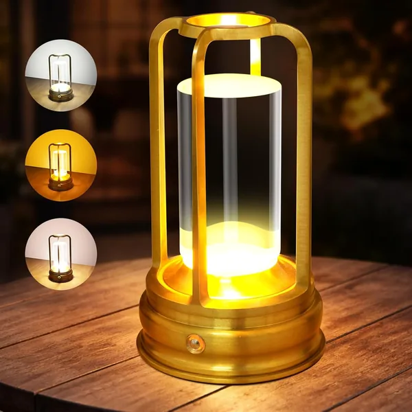 Dimmbare Akku-Tischlampe 2000mAh mit Touchsteuerung, 3 Lichtfarben, USB-C, Aluminium